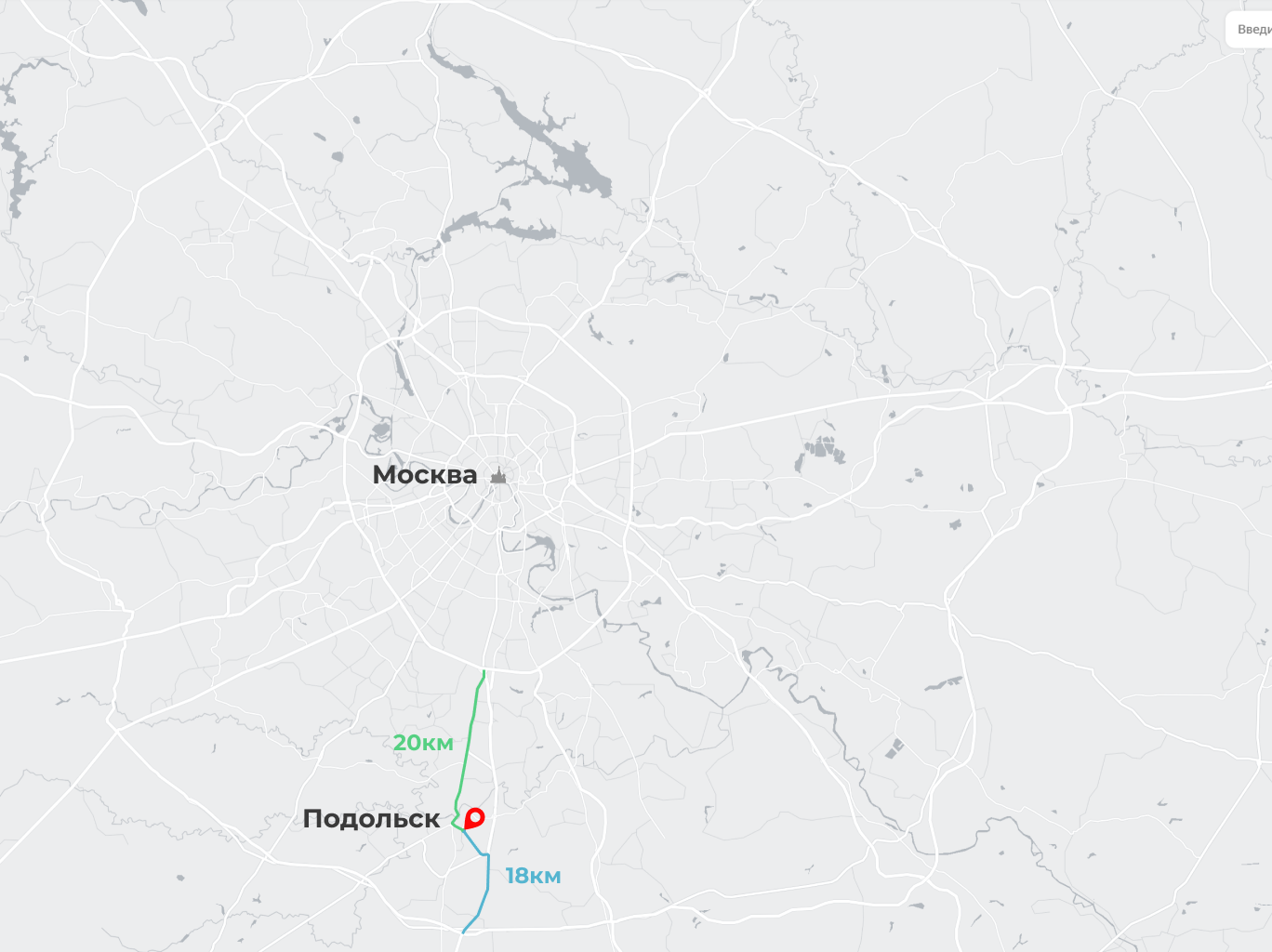Расположение относительно Москвы и Подольска